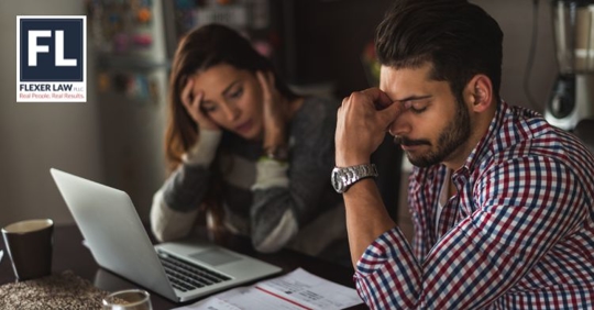 family looking at debt
